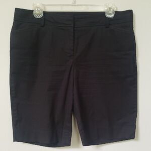 Talbots Perfect Short Women's Black Classic Cotton Stretch Bermuda 9" Inseam